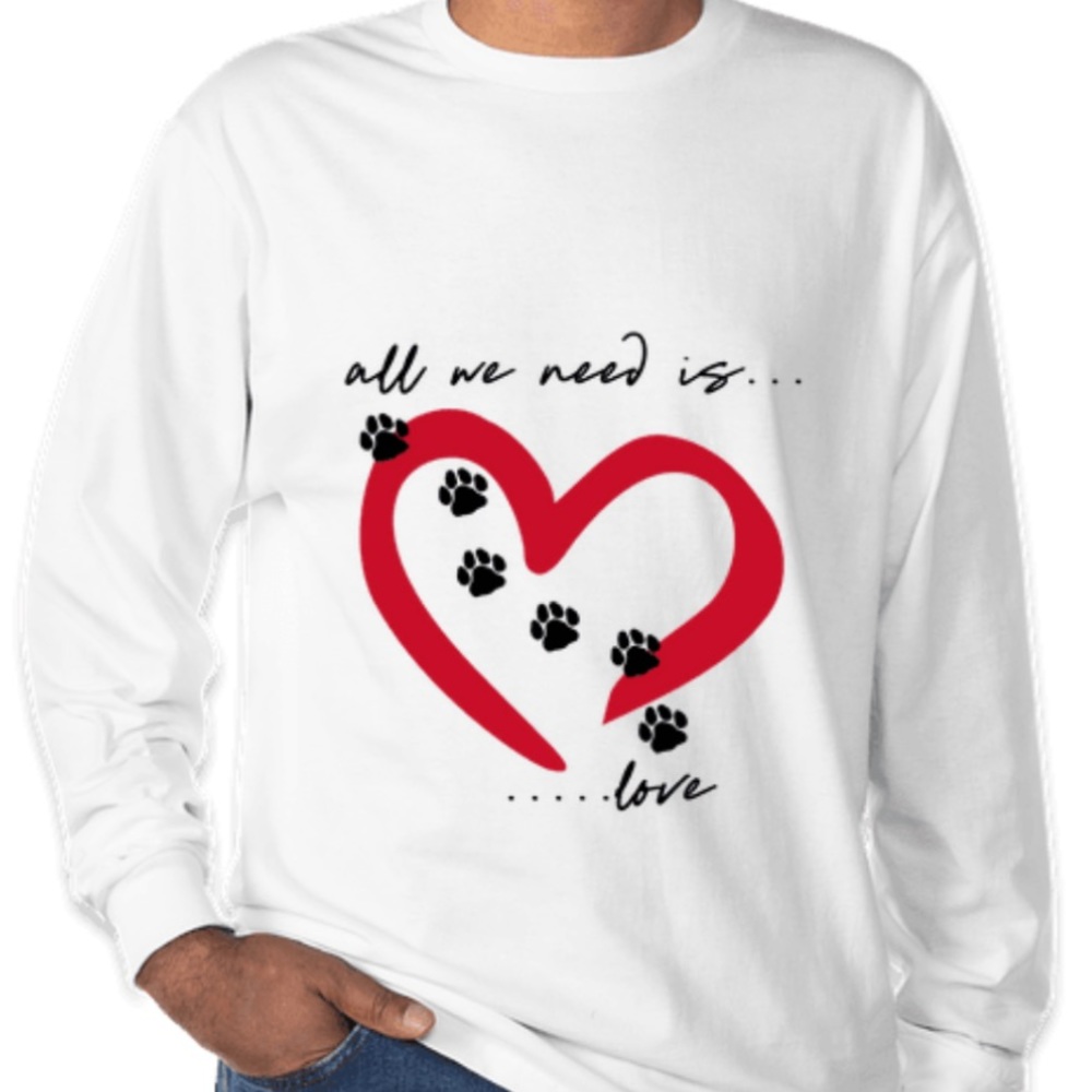 NWT - All We Need is Love! Paw Print Long Sleeve T-Shirts